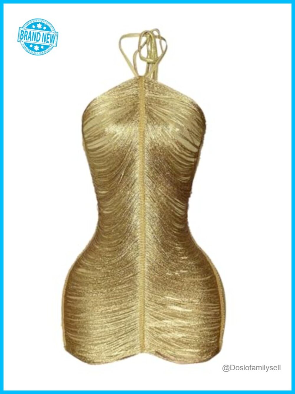 Women's Halter Neck Fringe Bodycon Mini Party Dress Sleeveless Cocktail